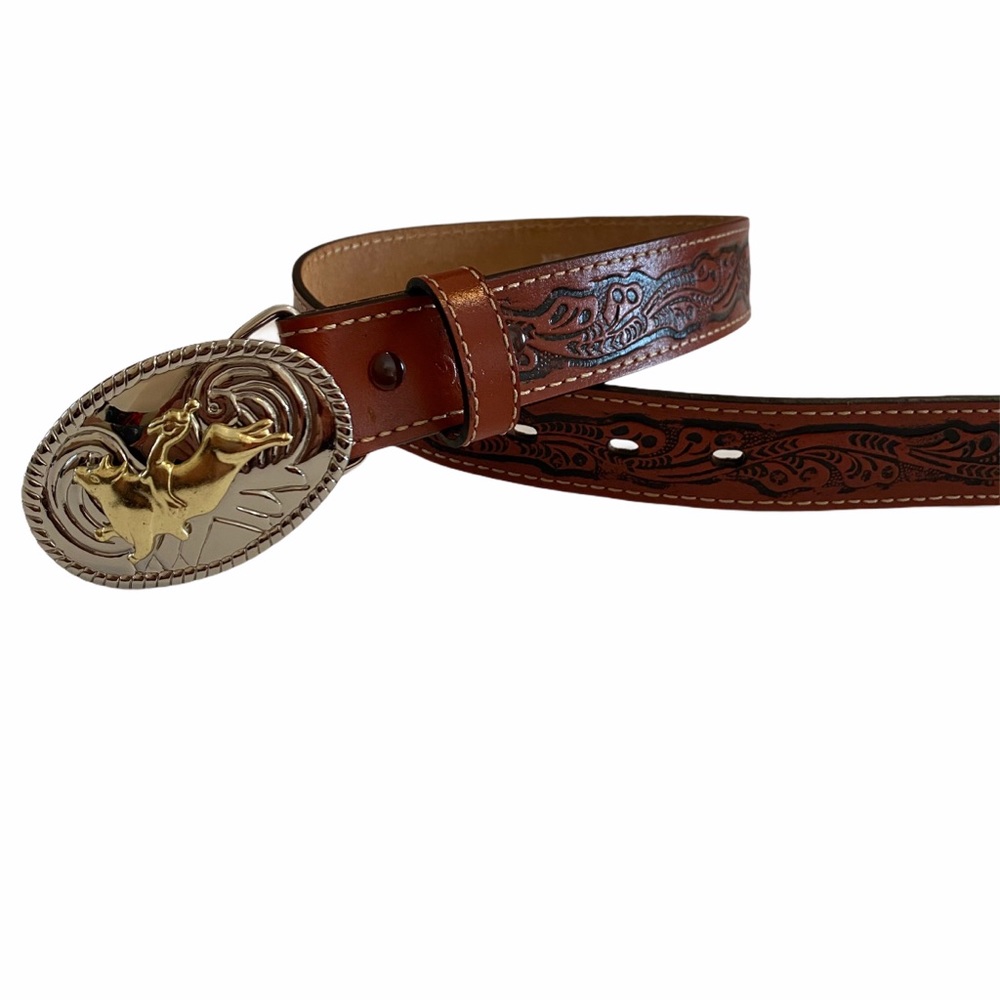 NOCONA BELT CO YOUTH WESTERN LEATHER BELT & BUCKLE